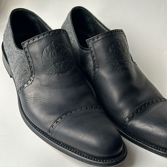 Men’s leather tweed ROCK & REPUBLIC slide on shoes skull casual loafer 44 Spain